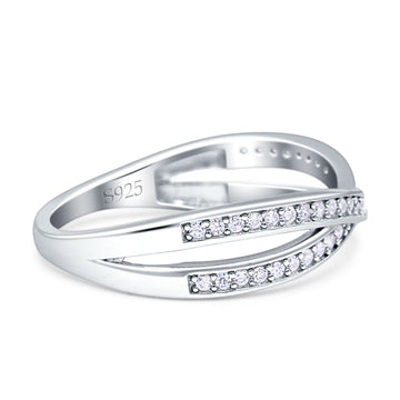 Crisscross Wedding Eternity Ring Cubic Zirconia 925 Sterling Silver Wholesale